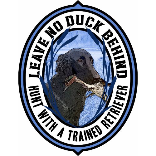 Flatties are hunting dogs with a forever-young temperament. Their decals instantly bring an enthusiastic vibe. Your Flat-Coat will keep the mood energetic even on a long hunting session. This bubbly dog is eager to please and will efficiently keep a lookout for birds during hunting. This duck hunting decal highlights the lovely flat-lying fur of this beautiful dog.
