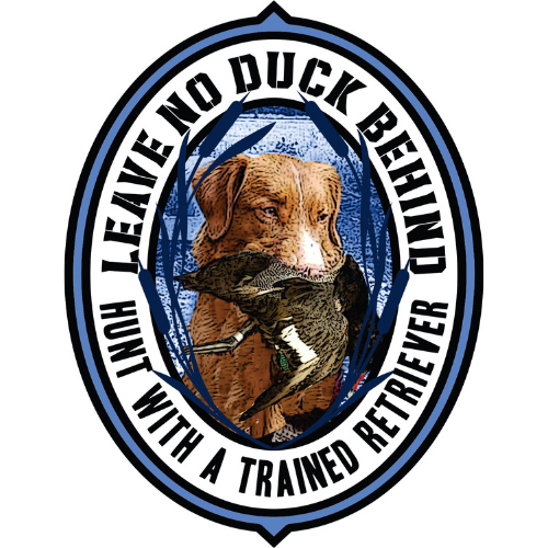 This small goofball coated with golden hair looks absolutely energetic on our hunting dog decal. The charismatic charm of Nova Scotia Duck Tolling, primarily bred hunting retriever is brilliantly portrayed through our hunting vinyl decal. The duck in his grip on this duck hunting decal is a victorious applaud for you hunting bud. Check it our hunting decals for trucks and coolers in an amazing range. 